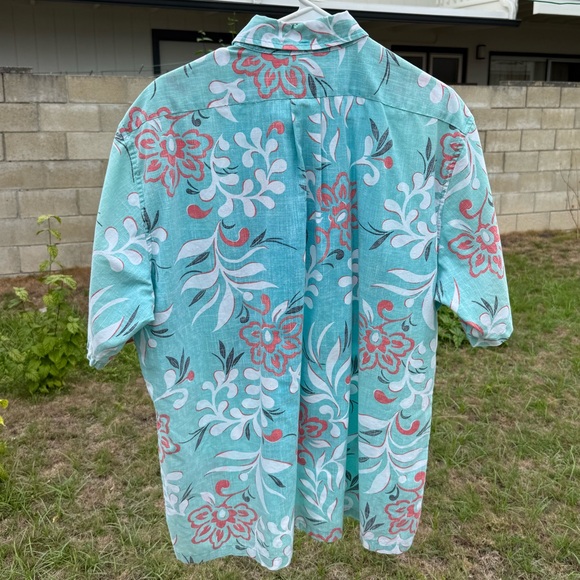 Reyn Spooner Floral Teal Men's Shirt - Picture 3 of 8